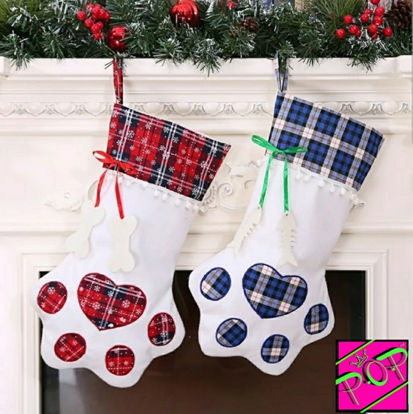 Other - Paw Print Christmas Stocking BLUE